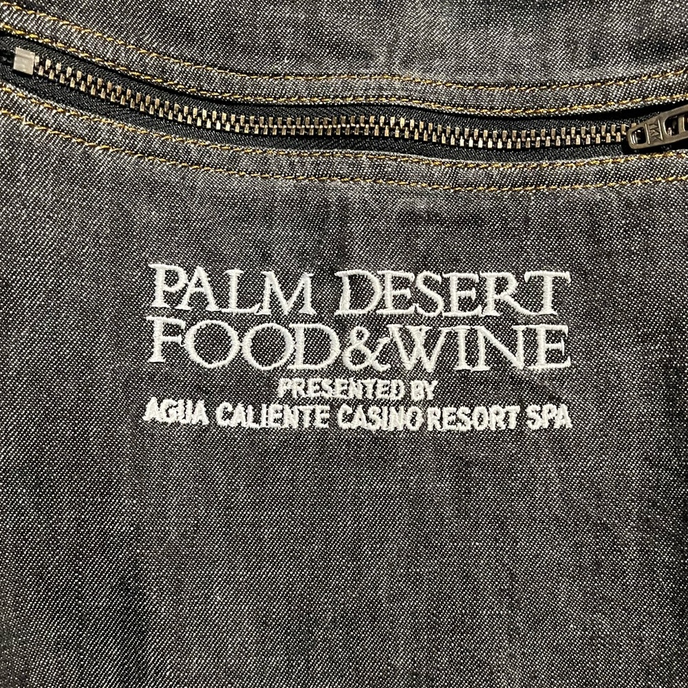 Chef Works-Bib Apron with Zip, Black Denim, “PALM DESERT FOOD&WINE”